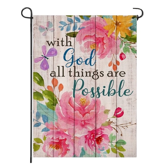 CC and Me Boutique Other - Cottagecore Floral Christian Garden Flag Bible Verse Floral Double-Sided